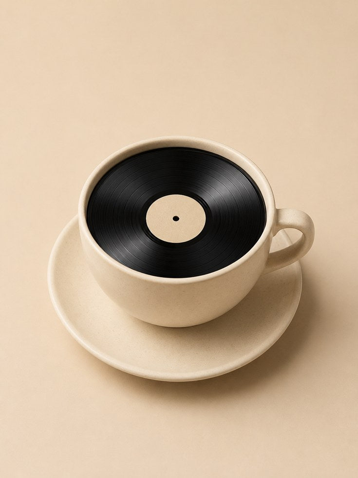 Coffee Vinyl Wall Art – Surreal Music Print - artwork on paper