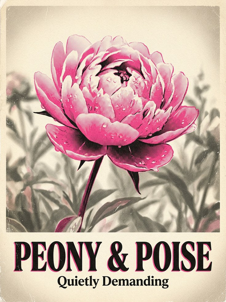 Pink Peony Poster: Vintage Botanical Wall Art - artwork on paper