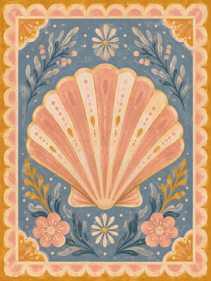 Seashell Wall Art – Coastal Decor Print - artwork on paper