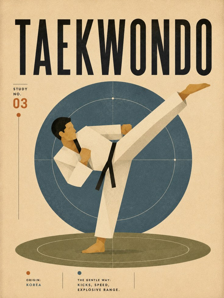 Taekwondo Vintage Poster Print — Retro Martial Arts Design - artwork on paper