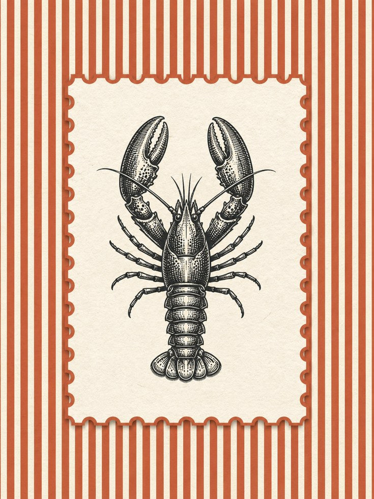 Lobster Wall Art – Coastal Kitchen Decor - artwork on paper