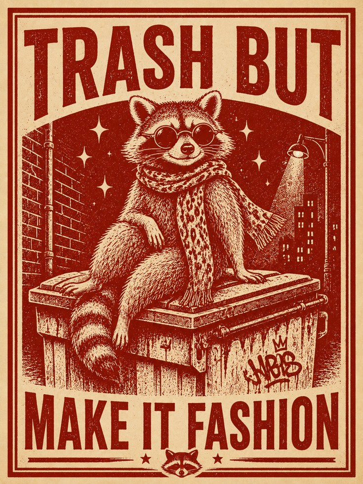 Retro Raccoon Poster Print - artwork on paper