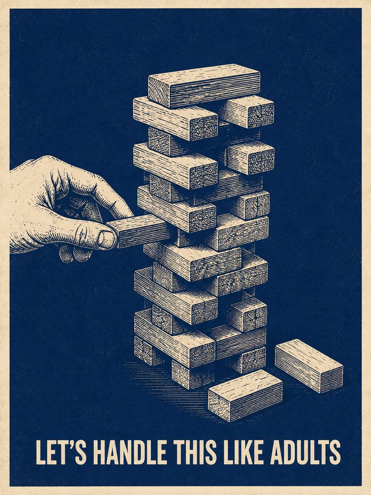 Funny Office Wall Art – Block Tower Print - artwork on paper