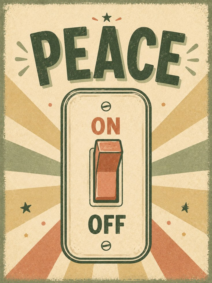 Retro Peace Poster – Vintage Typography Print - artwork on paper