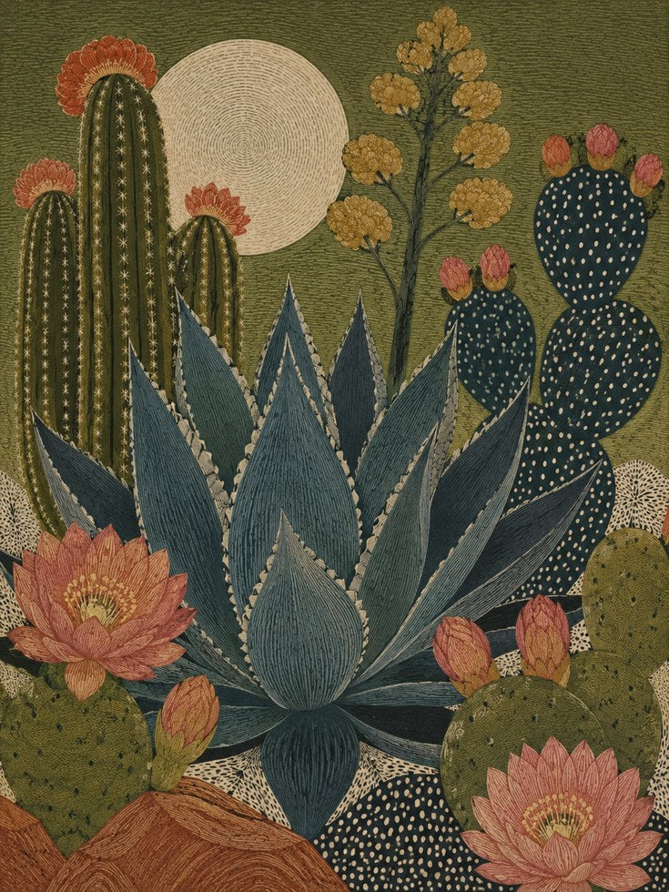 Desert Botanical Wall Art – Cactus Print - artwork on paper