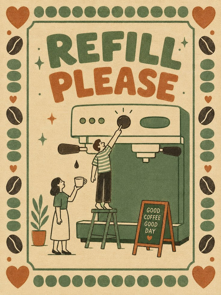 Coffee Station Sign – Refill Please Print - artwork on paper