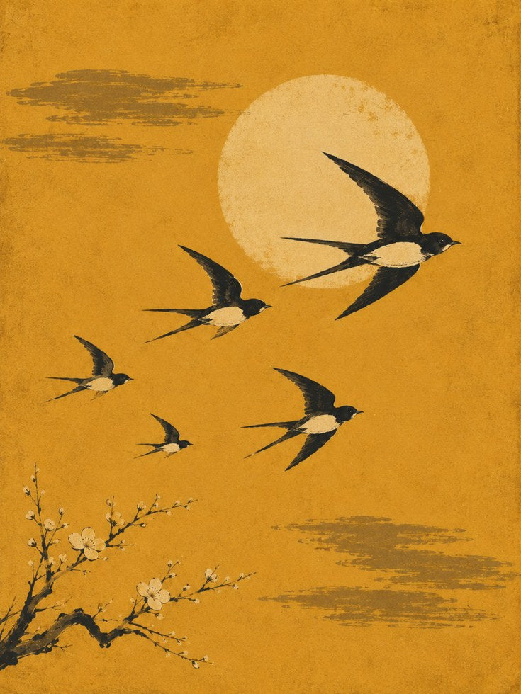 Japanese Bird Wall Art - artwork on paper