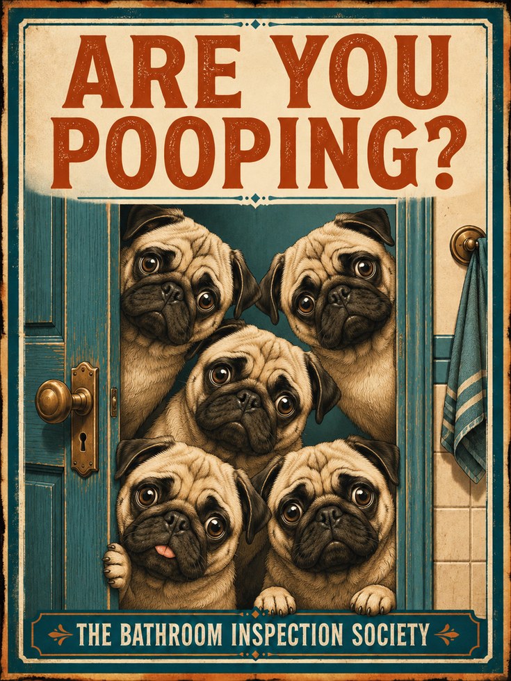 Pug Wall Art Print: Vintage Humor - artwork on paper
