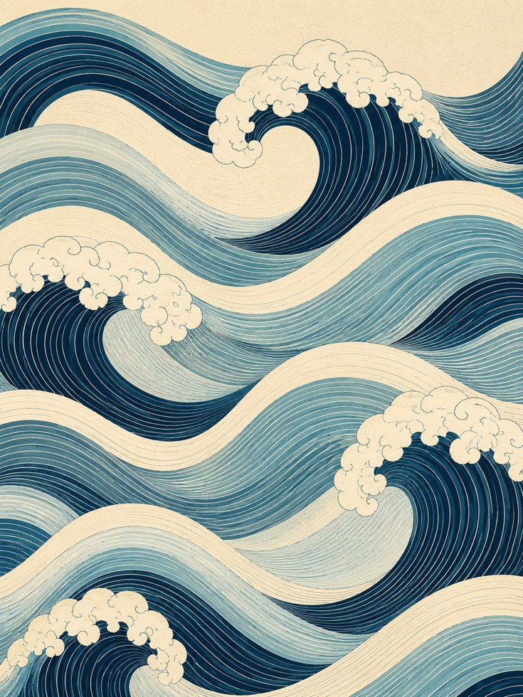 Japanese Wave Wall Art – Ocean Print - artwork on paper