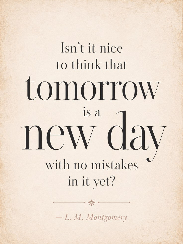 Tomorrow Is A New Day Quote Print: Vintage Beige Typography Art - artwork on paper