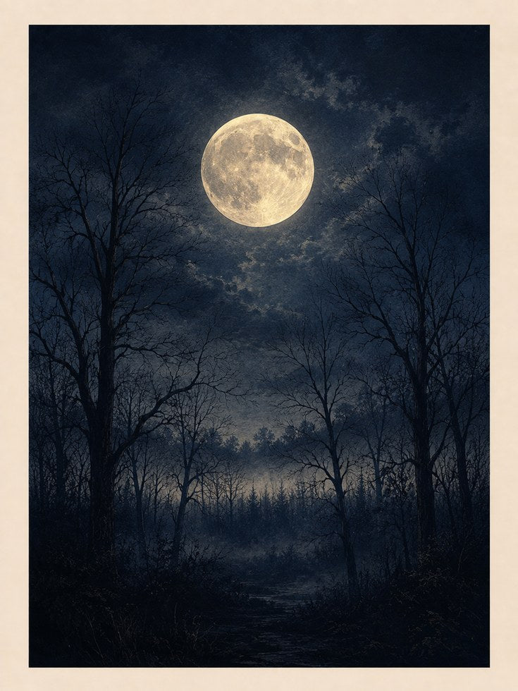 Full Moon Wall Art – Night Sky Print - artwork on paper