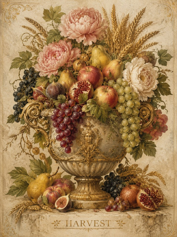 Vintage Fruit Print – Harvest Still Life Wall Art - artwork on paper