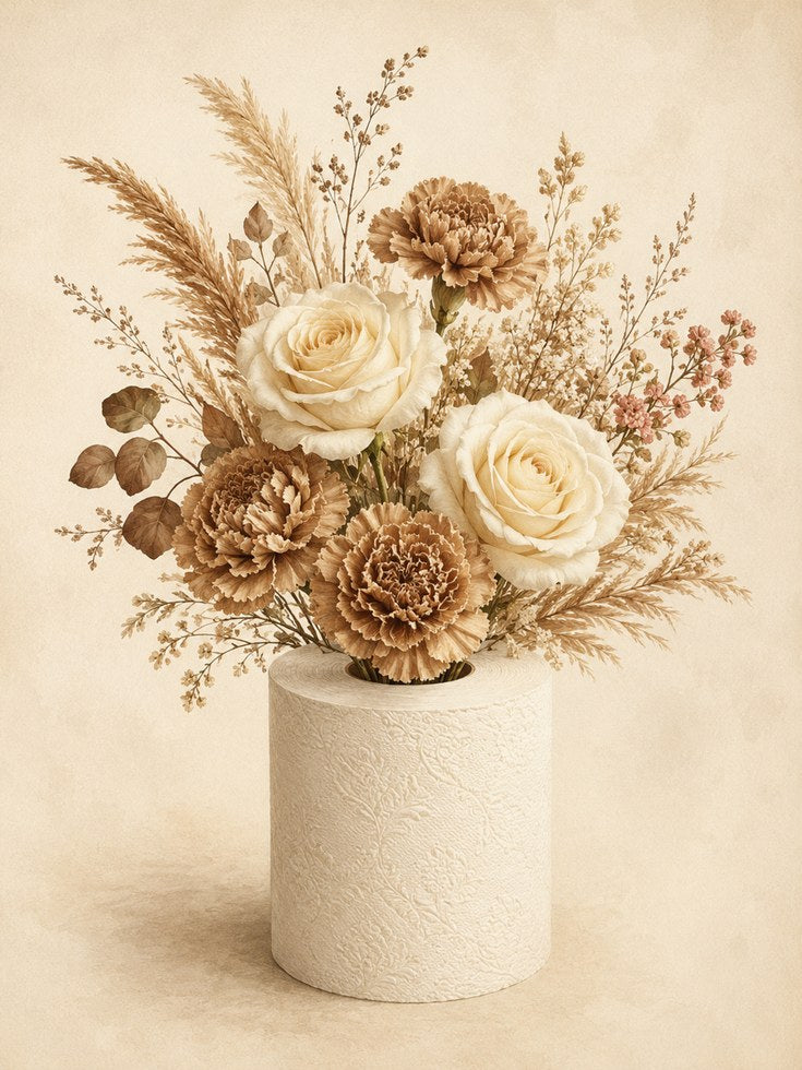 Dried Flower Wall Art – Neutral Floral Print - artwork on paper