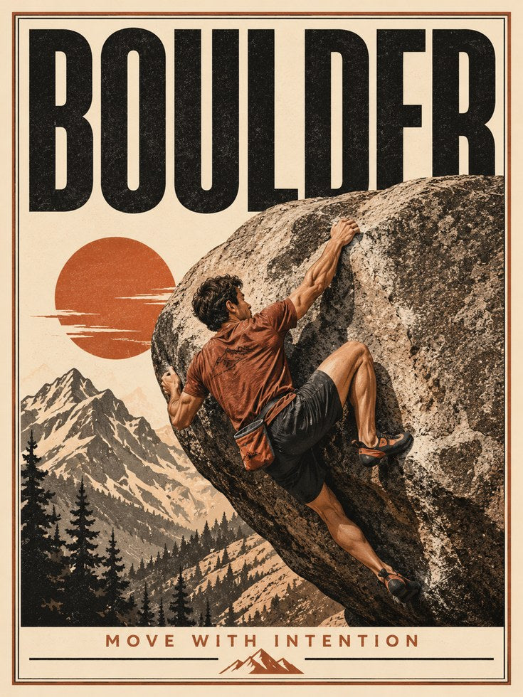 Rock Climbing Poster – Boulder Wall Art - artwork on paper