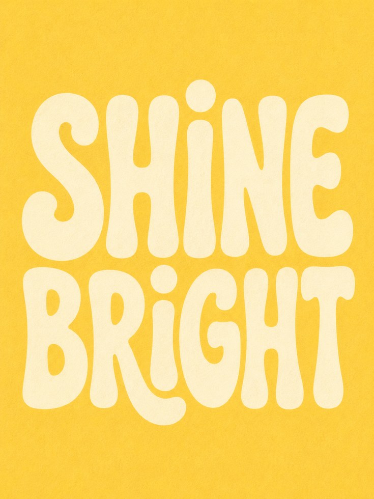 Shine Bright Print: Retro Kids Room Art (70s Style Typography) - artwork on paper