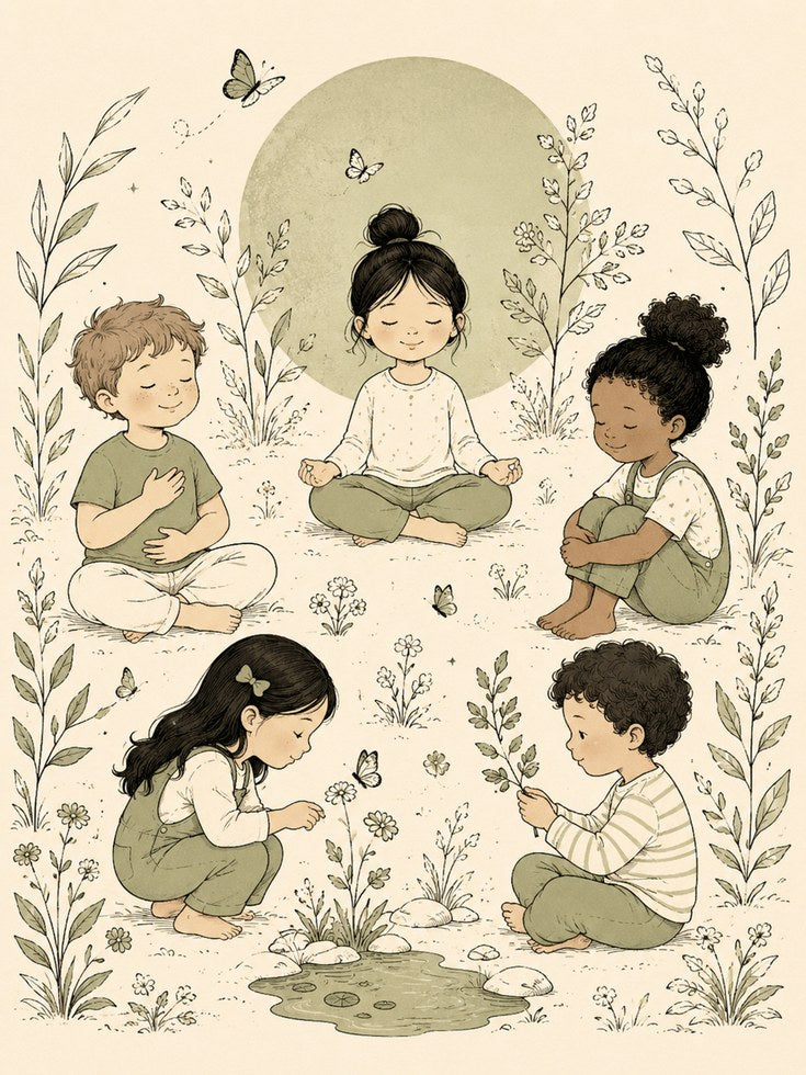 Mindful Kids Wall Art – Meditation Nursery Print - artwork on paper