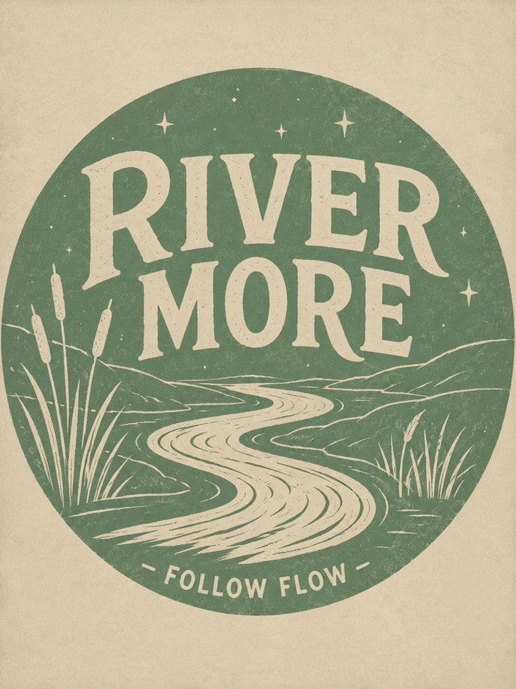 River More Retro Print: Vintage Green Nature Typography Art - artwork on paper