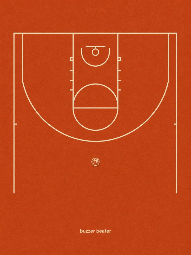 Basketball Court Poster – Minimalist Sports Print - artwork on paper