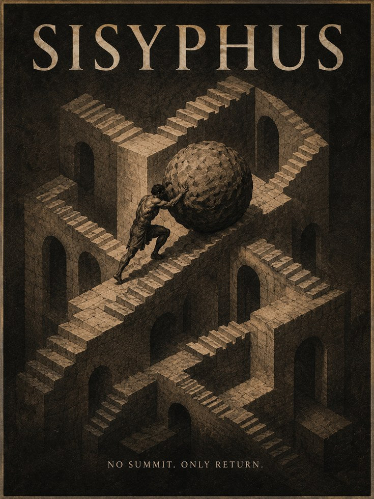 Sisyphus Wall Art – Greek Mythology Poster - artwork on paper
