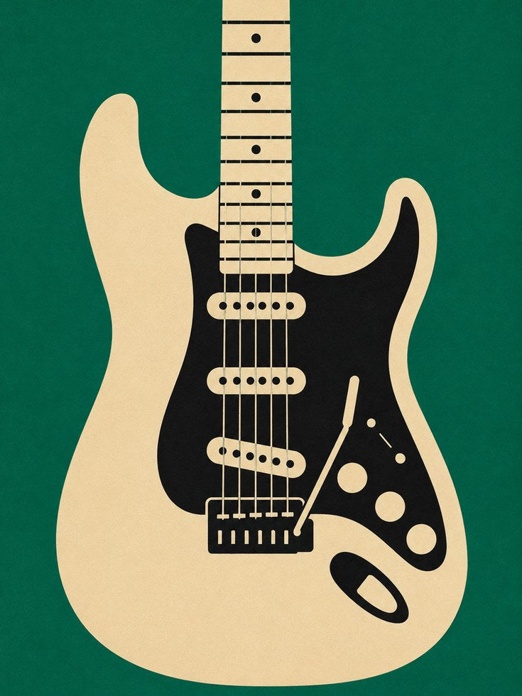 Electric Guitar Art Print — Vintage Stratocaster Illustration - artwork on paper