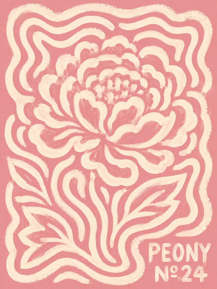 Peony Wall Art – Vintage Botanical Print - artwork on paper