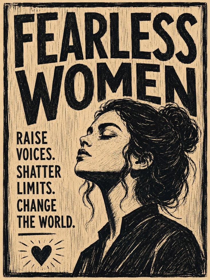 Feminist Wall Art – Fearless Women Print - artwork on paper