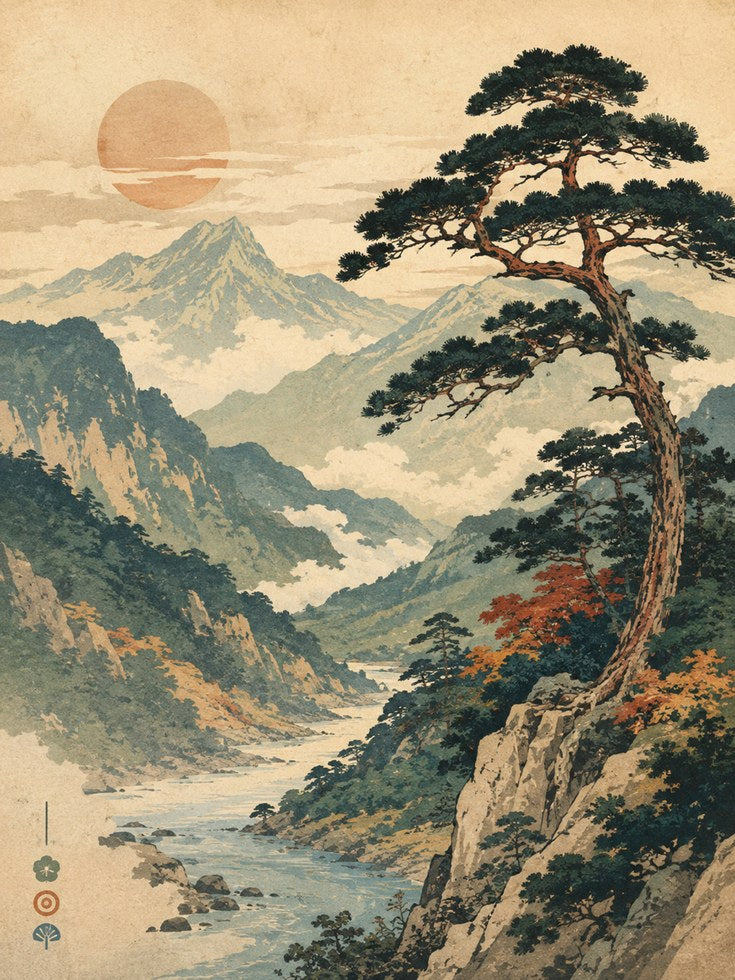 Japanese Mountain Print - artwork on paper