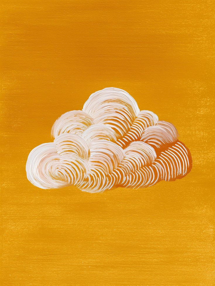 Mid-Century Modern Wall Art: Retro Cloud Illustration - artwork on paper