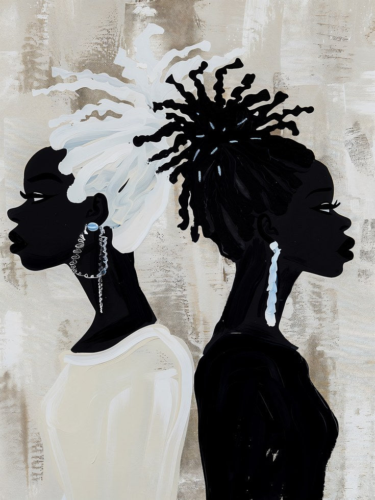 Afrocentric Portrait Print: Black Woman Silhouettes (Multiple Sizes) - artwork on paper