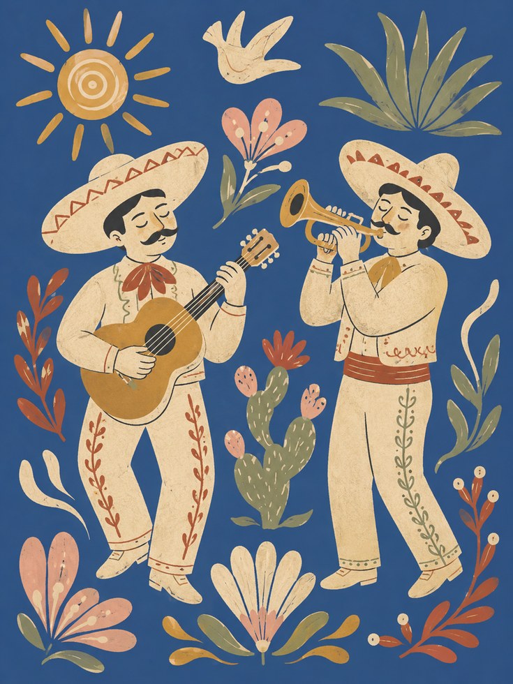 Mexican Folk Art Print - artwork on paper