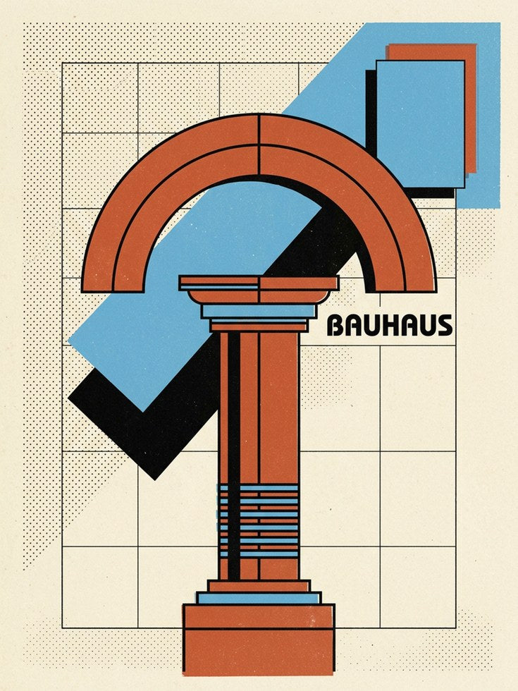 Bauhaus Geometric Column Print: Modernist Architecture Art - artwork on paper