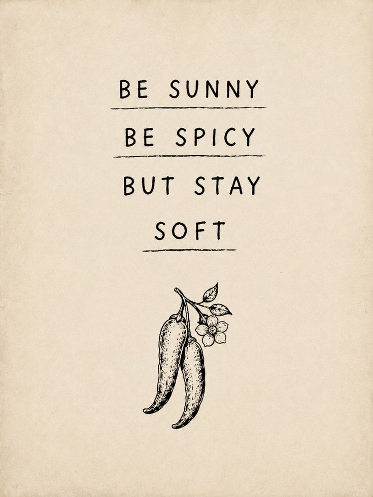 Be Sunny Be Spicy Stay Soft Print: Vintage Chili Pepper Art - artwork on paper