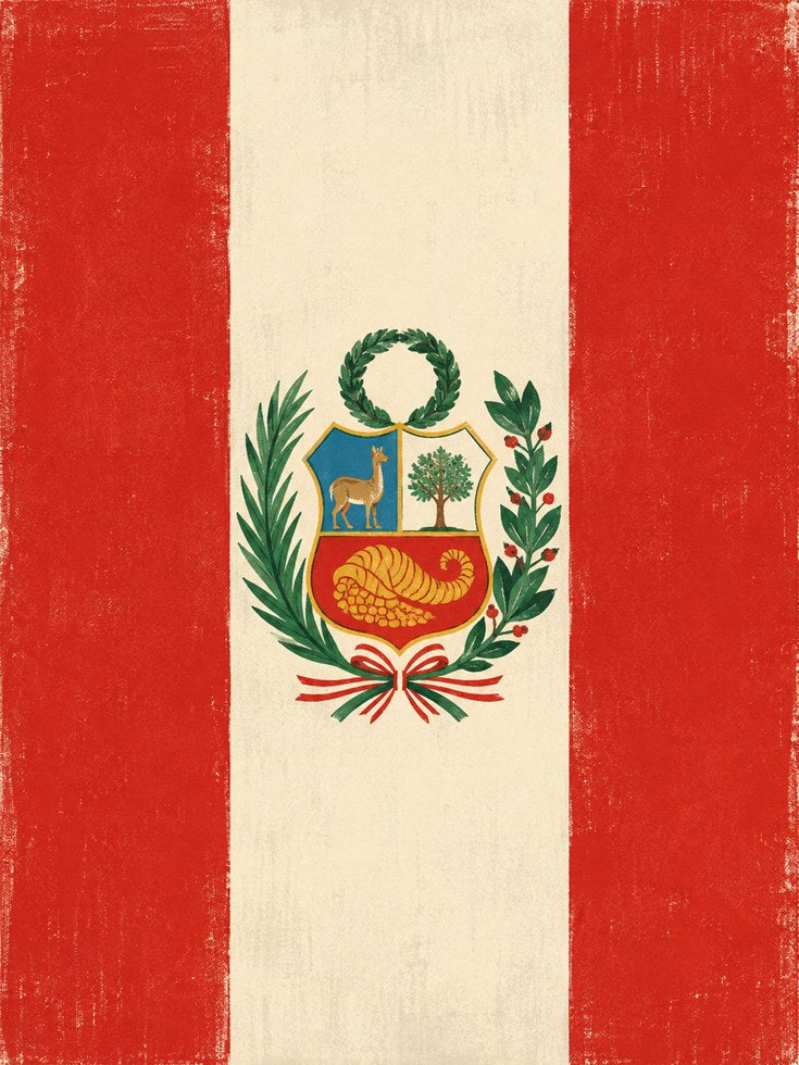 Peru Flag Wall Art – Vintage Peruvian Print - artwork on paper