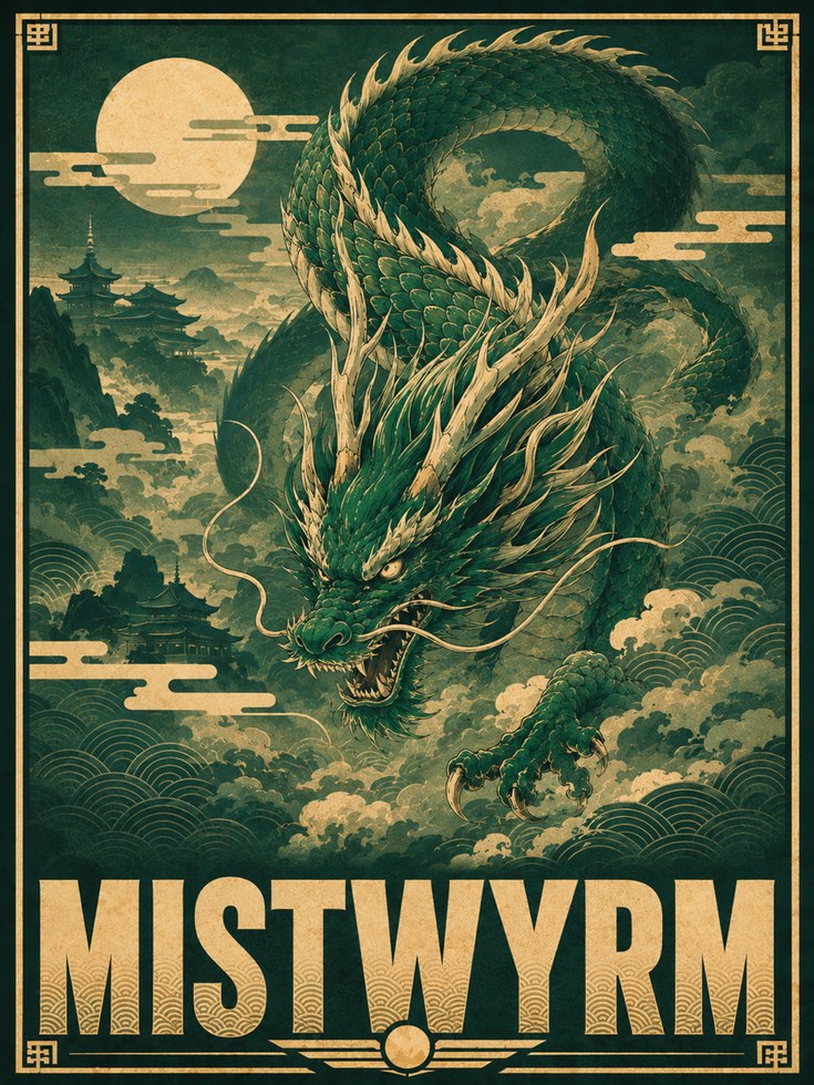 Asian-Inspired Dragon Poster - artwork on paper