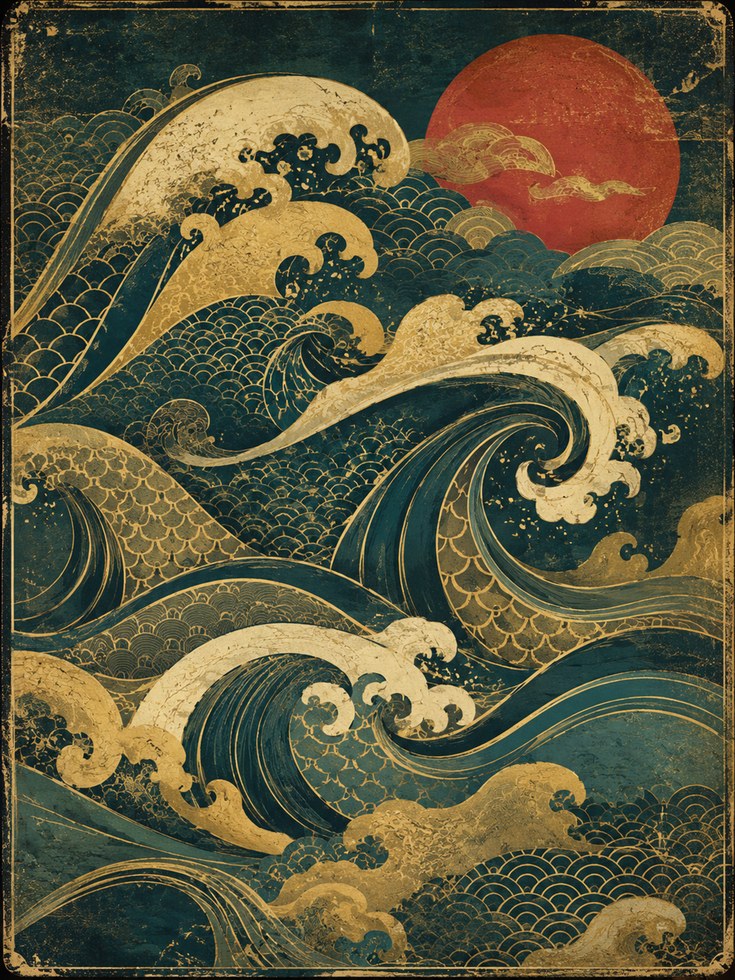 Japanese Wave Art Print - artwork on paper