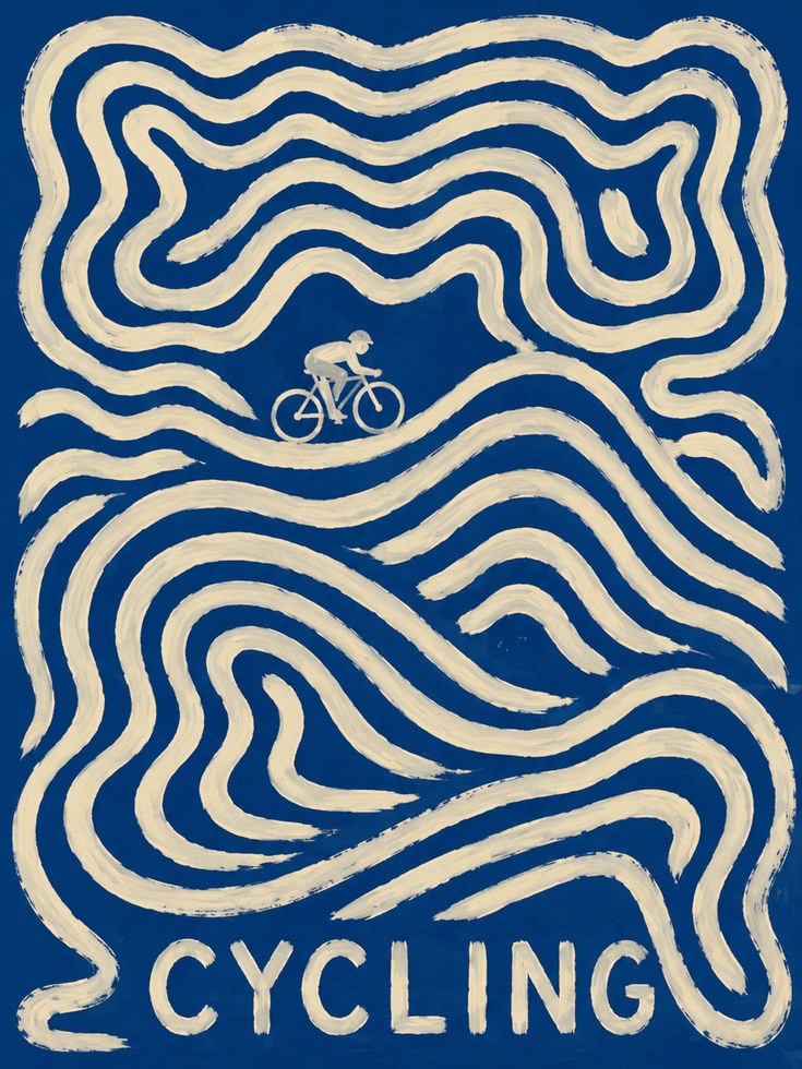 Cycling Poster – Retro Bike Wall Art - artwork on paper
