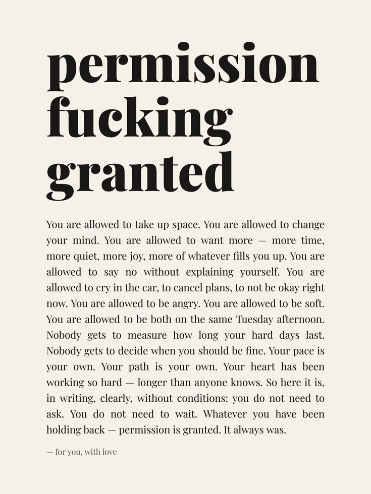 Permission Print – Self Love Wall Art - artwork on paper