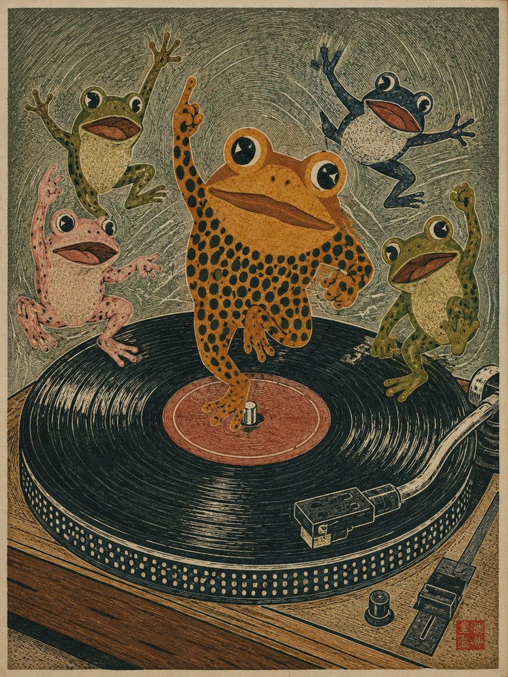 Frog Turntable Wall Art - artwork on paper