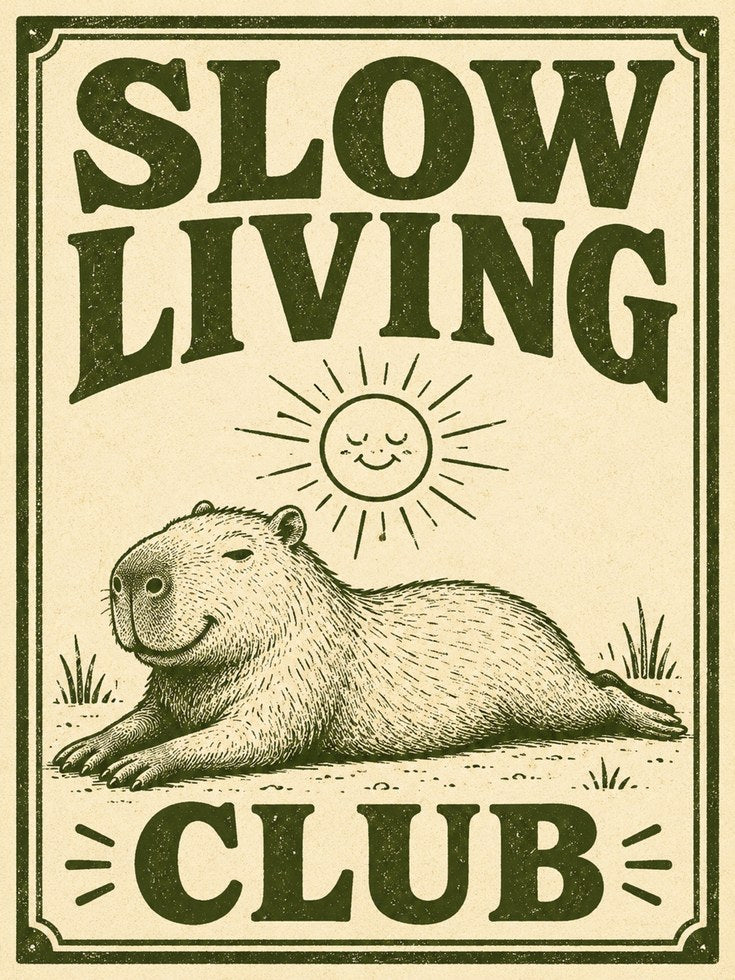 Slow Living Club Capybara Print - artwork on paper