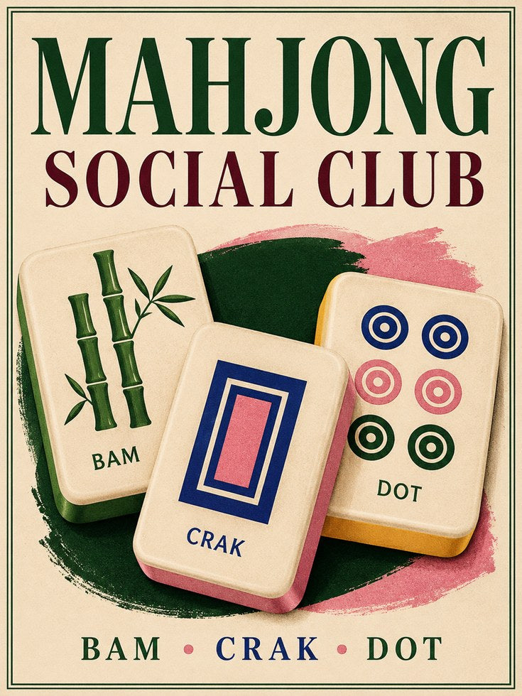 Game Room Wall Art – Mahjong Social Club Print - artwork on paper