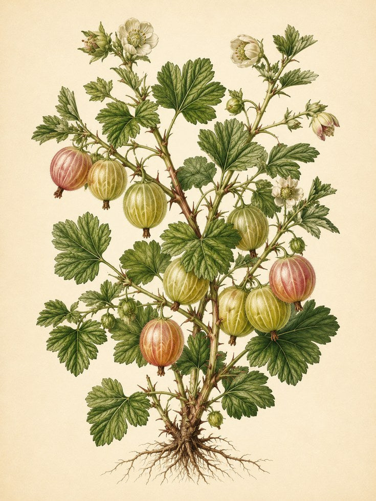Vintage Gooseberry Botanical Print: Victorian Scientific Illustration - artwork on paper