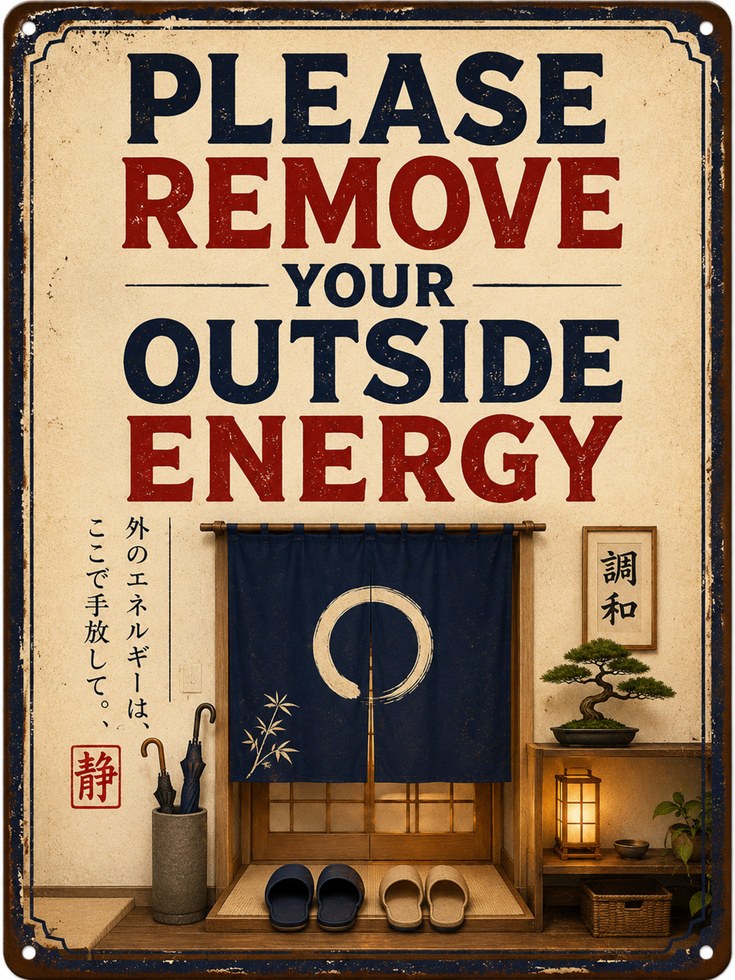 Japanese Entryway Wall Art: Retro Typography Sign With Zen Decor - artwork on paper