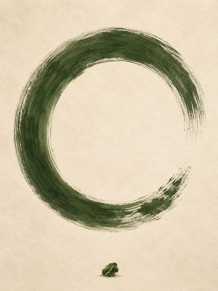 Zen Circle Wall Art – Green Enso Print - artwork on paper