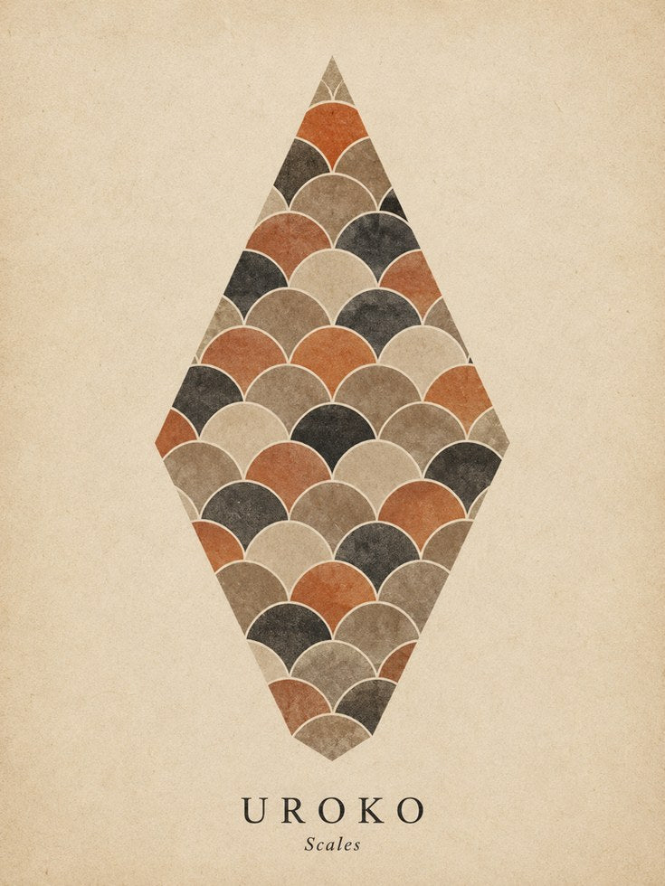 Uroko Scale Print: Minimalist Japanese Wall Art - artwork on paper