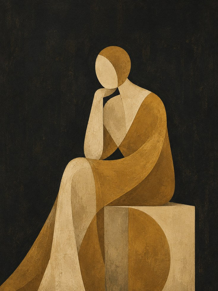 Abstract Figure Print – Geometric Woman Wall Art - artwork on paper