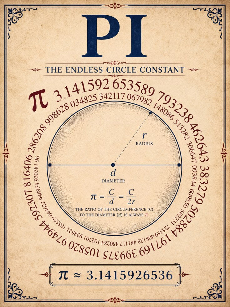 Vintage Pi Print - artwork on paper