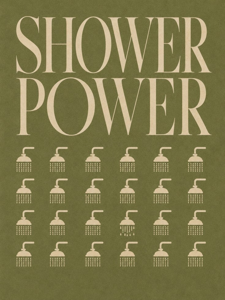 Shower Power Bathroom Print: Retro Typography - artwork on paper