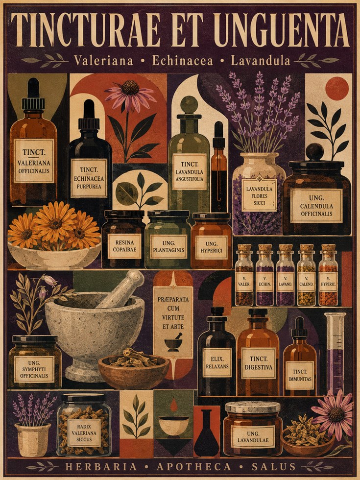 Vintage Herbal Apothecary Poster: Botanical Medicine Wall Art - artwork on paper