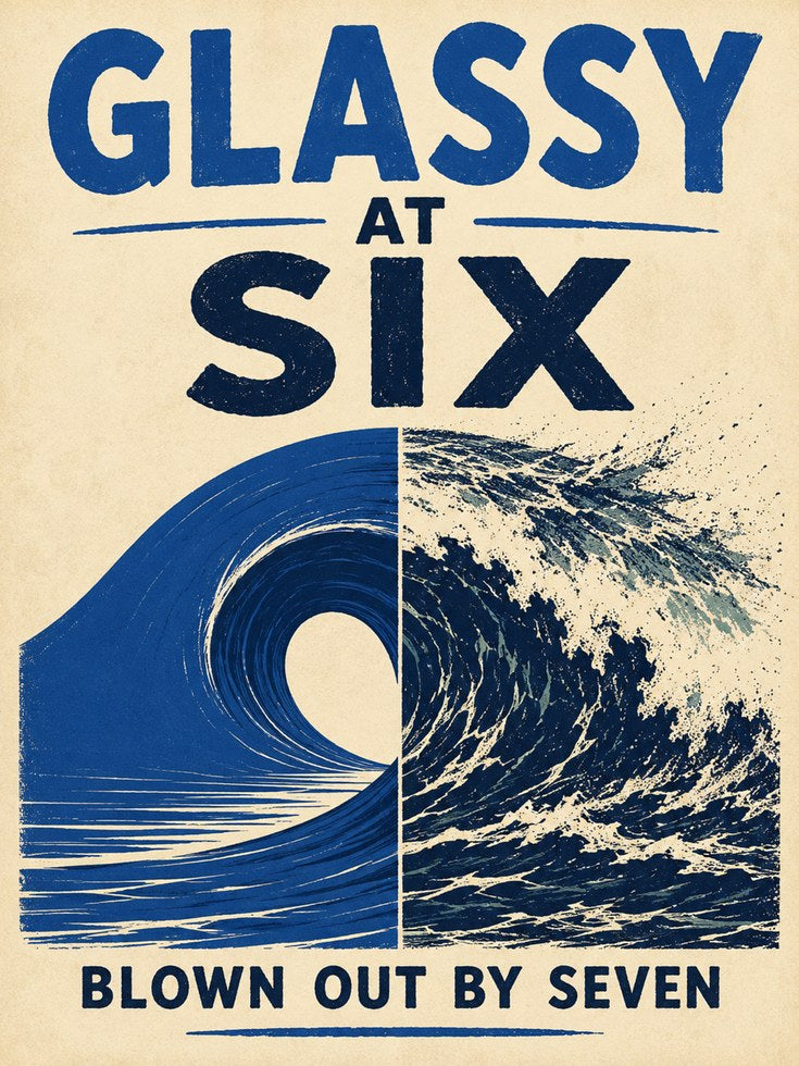 Surf Wall Art – Retro Wave Print - artwork on paper