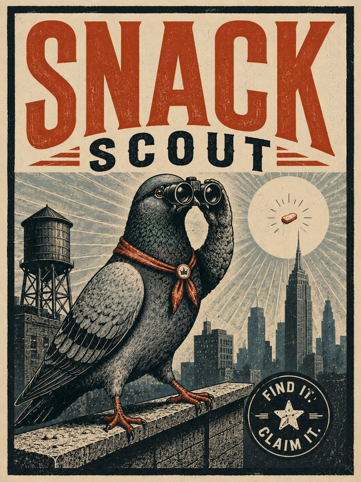 Retro Urban Pigeon Poster - artwork on paper
